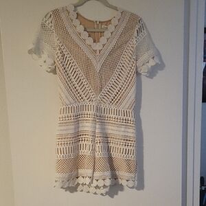 Blu Pepper‎ White Crochet Romper